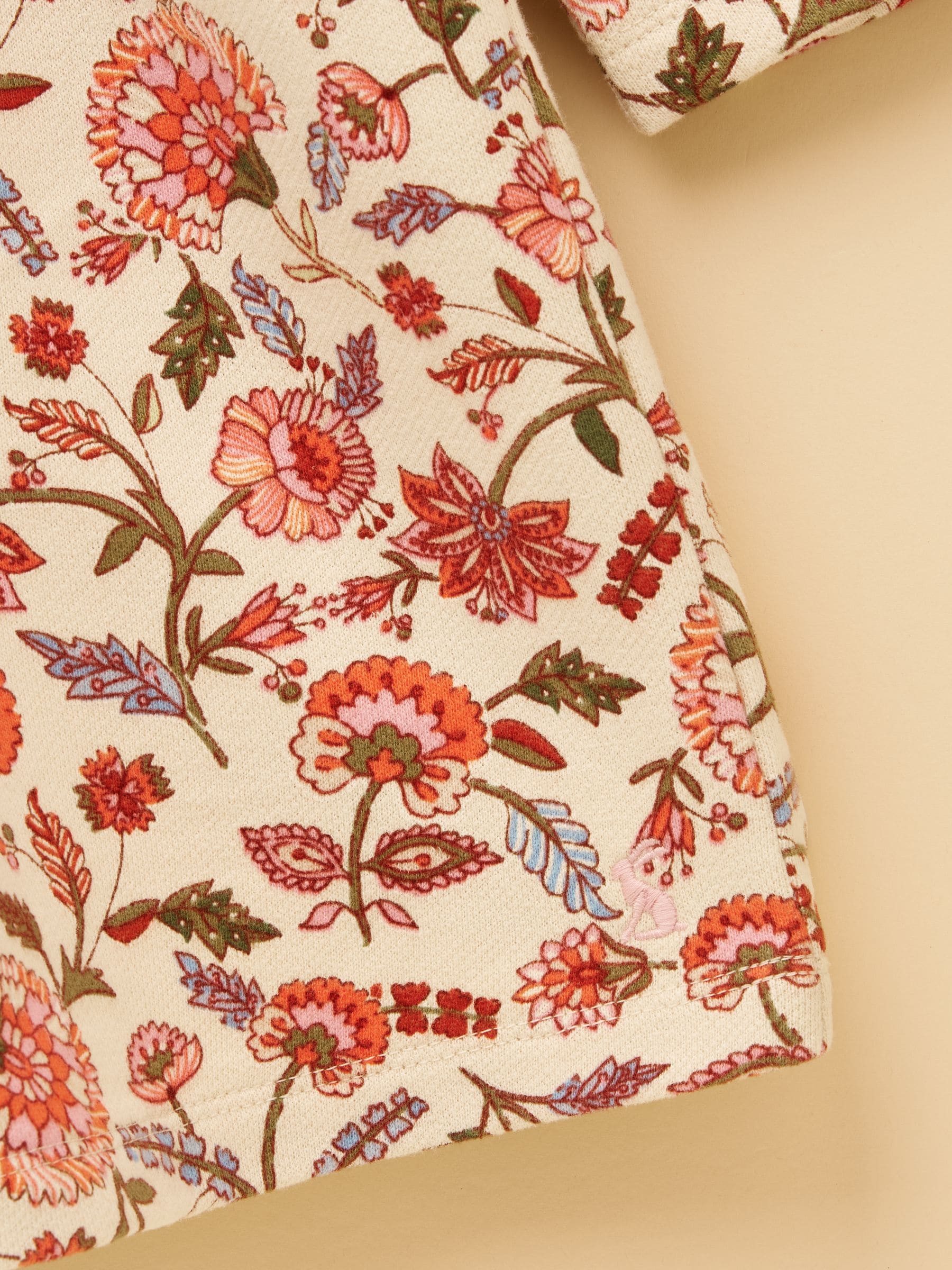 Joules Girls' Emma Cream Floral Long Sleeve Sweater Dress image 3