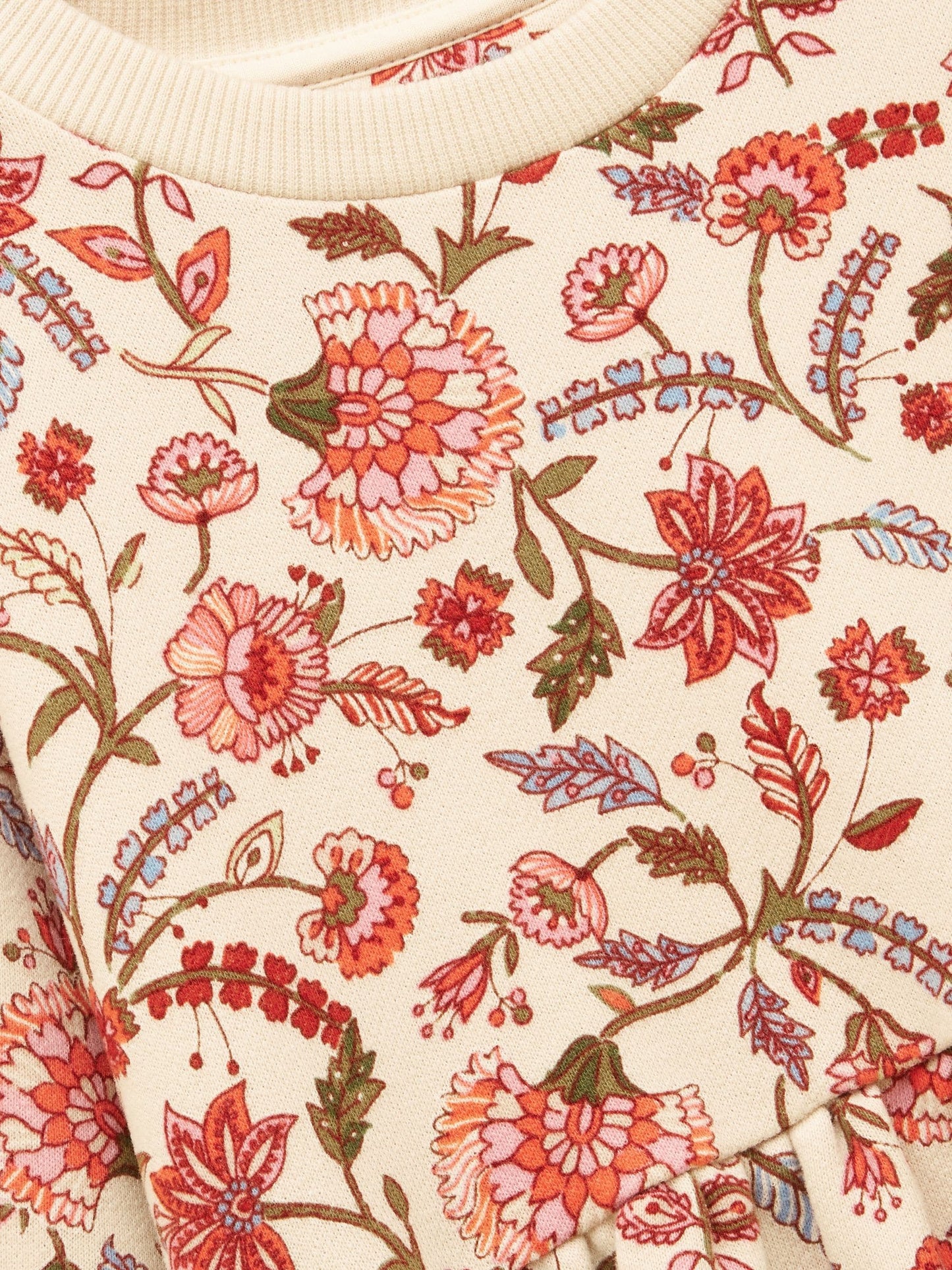 Joules Girls' Emma Cream Floral Long Sleeve Sweater Dress image 4