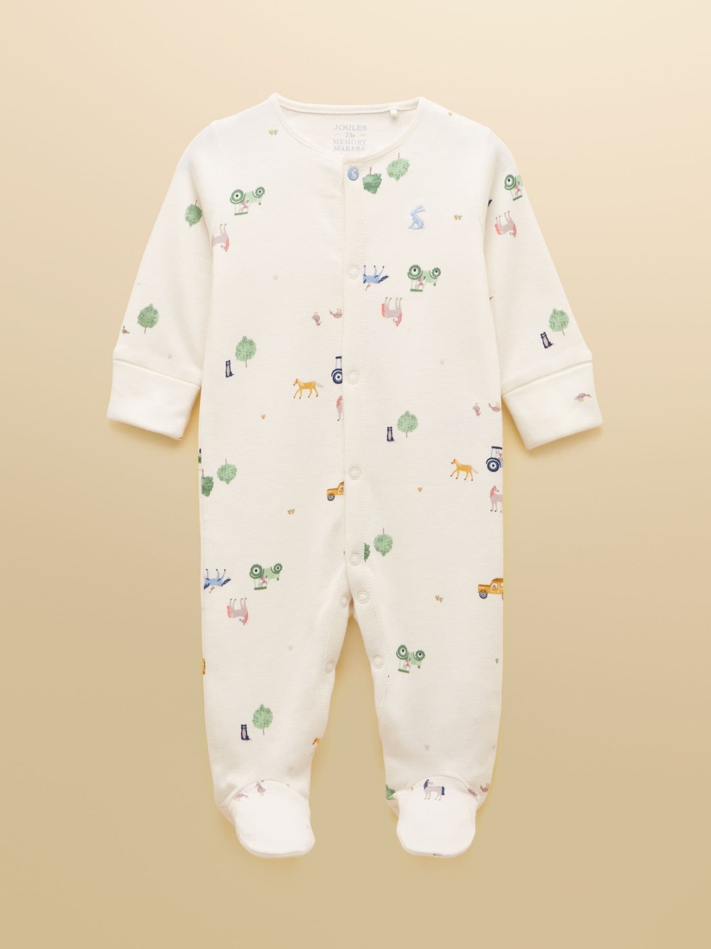 Joules Razamataz Cream Cotton Babygrow image 1