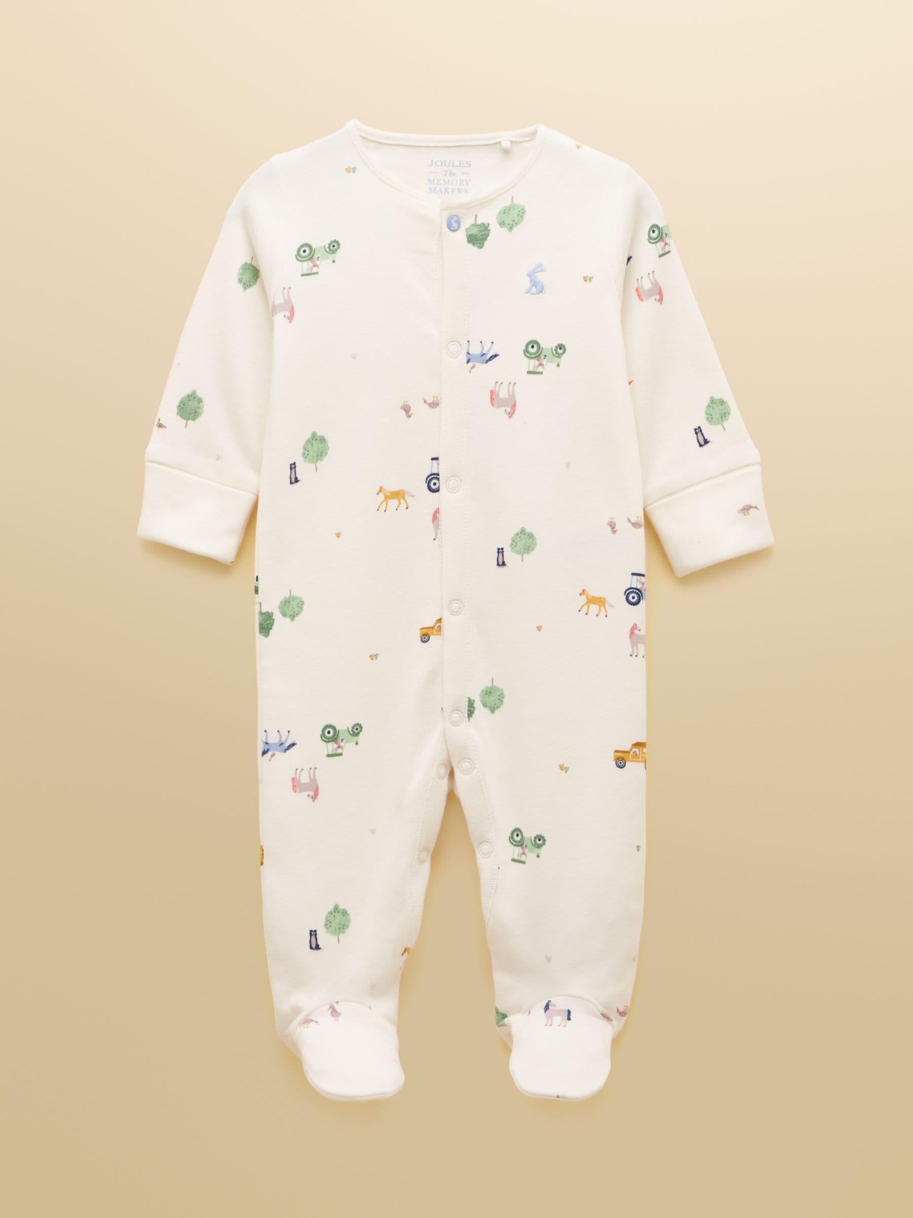 Joules Razamataz Cream Cotton Babygrow image 1