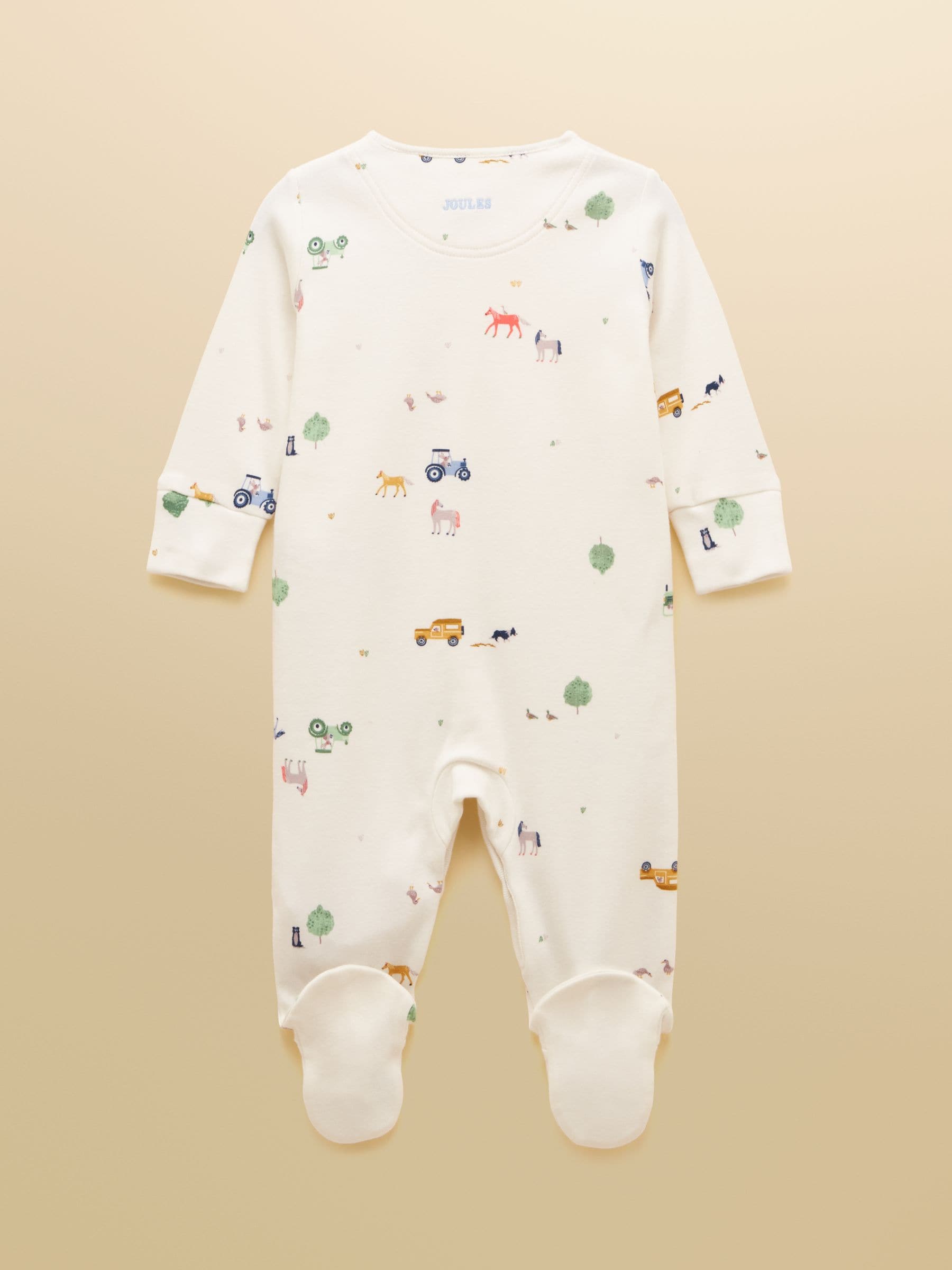 Joules Razamataz Cream Cotton Babygrow image 2