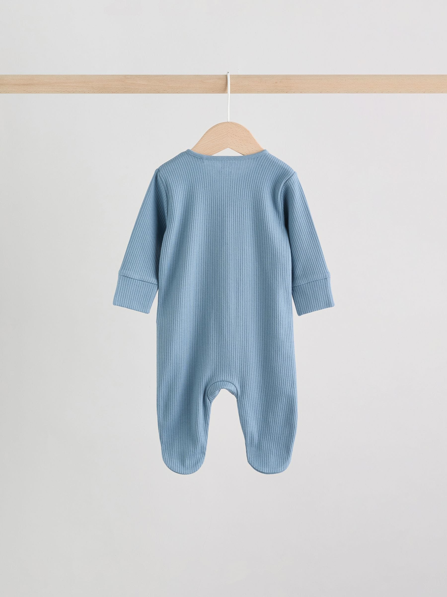 Blue 3 Pack Baby Two Way Zip Sleepsuits (0-2yrs) image 4