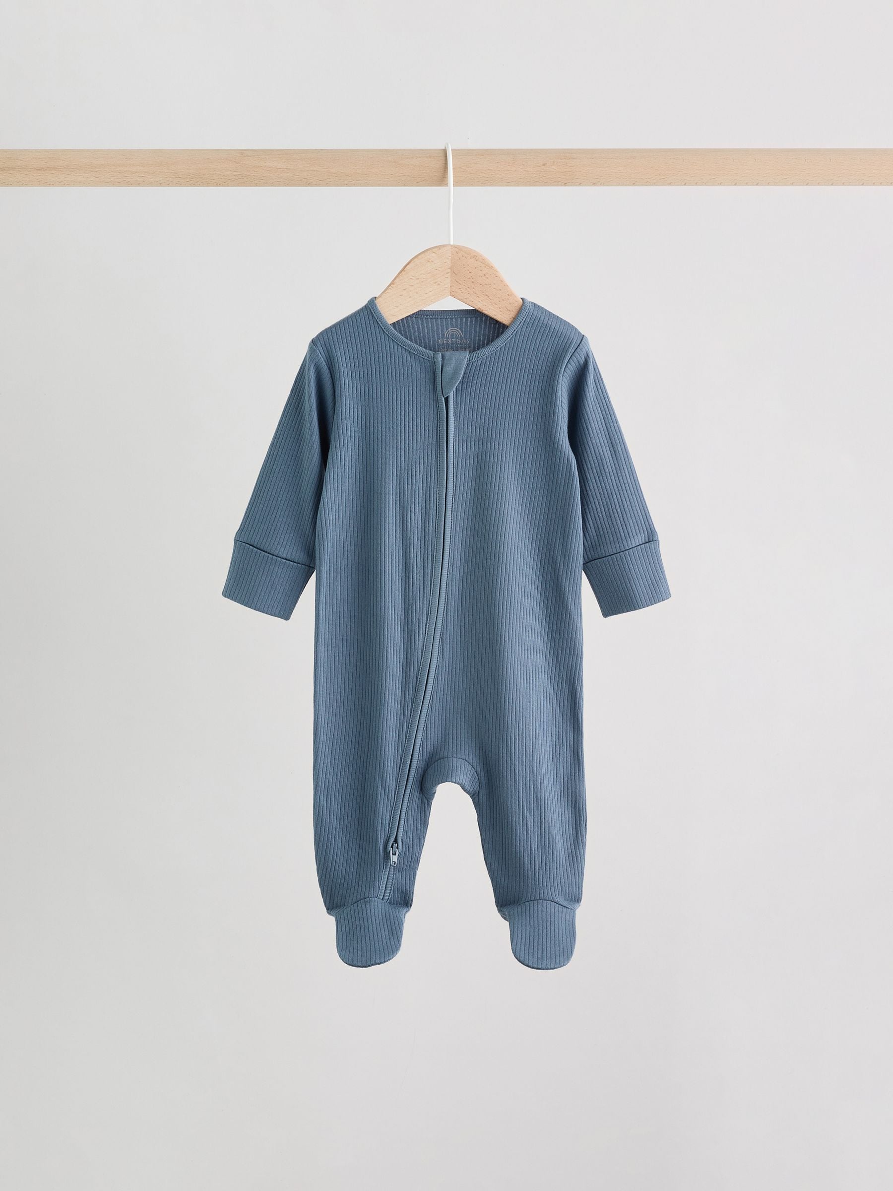Blue 3 Pack Baby Two Way Zip Sleepsuits (0-2yrs) image 5