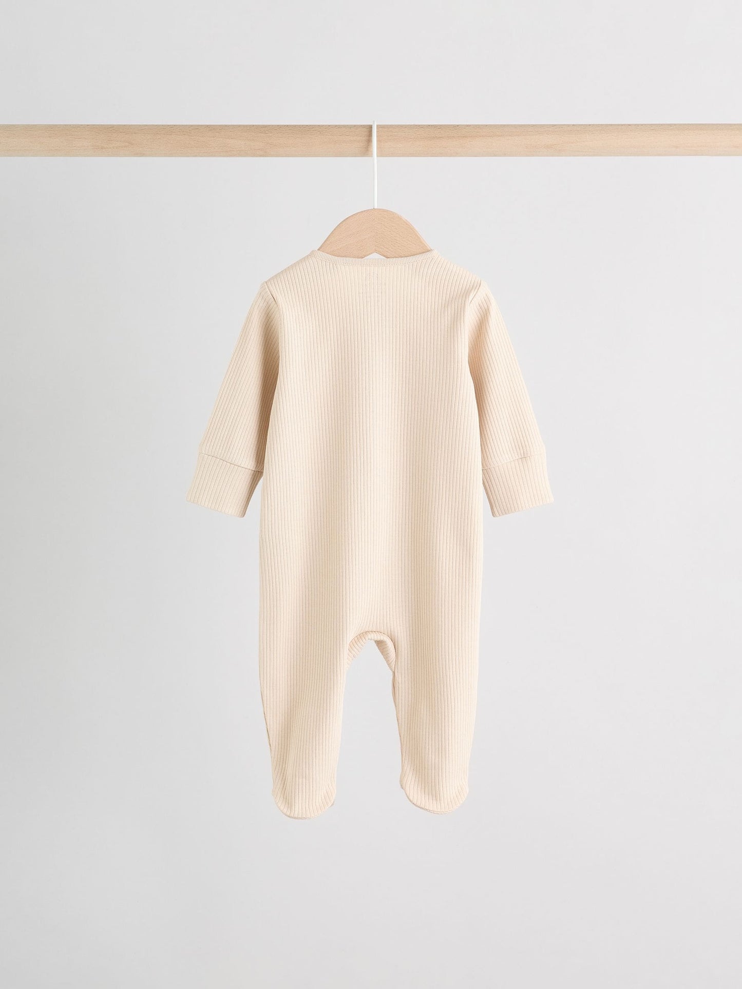 Beige Baby Two Way Zip Sleepsuits 3 Pack (0-2yrs) image 6