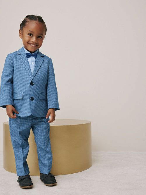 Blue Check Blazer, Shirt, Trousers & Bow Tie Set (3mths-9yrs) image 1