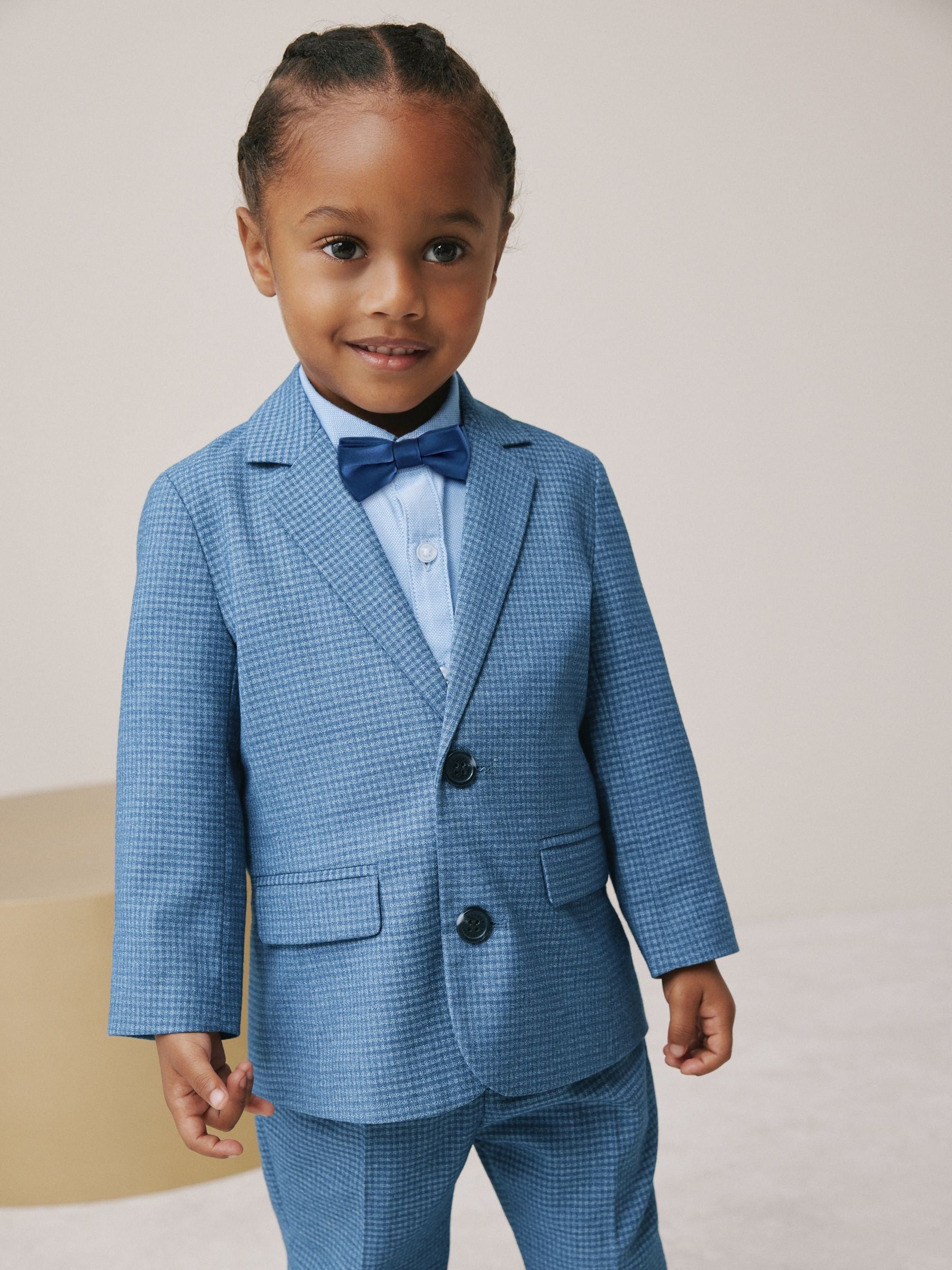 Blue Check Blazer, Shirt, Trousers & Bow Tie Set (3mths-9yrs) image 3