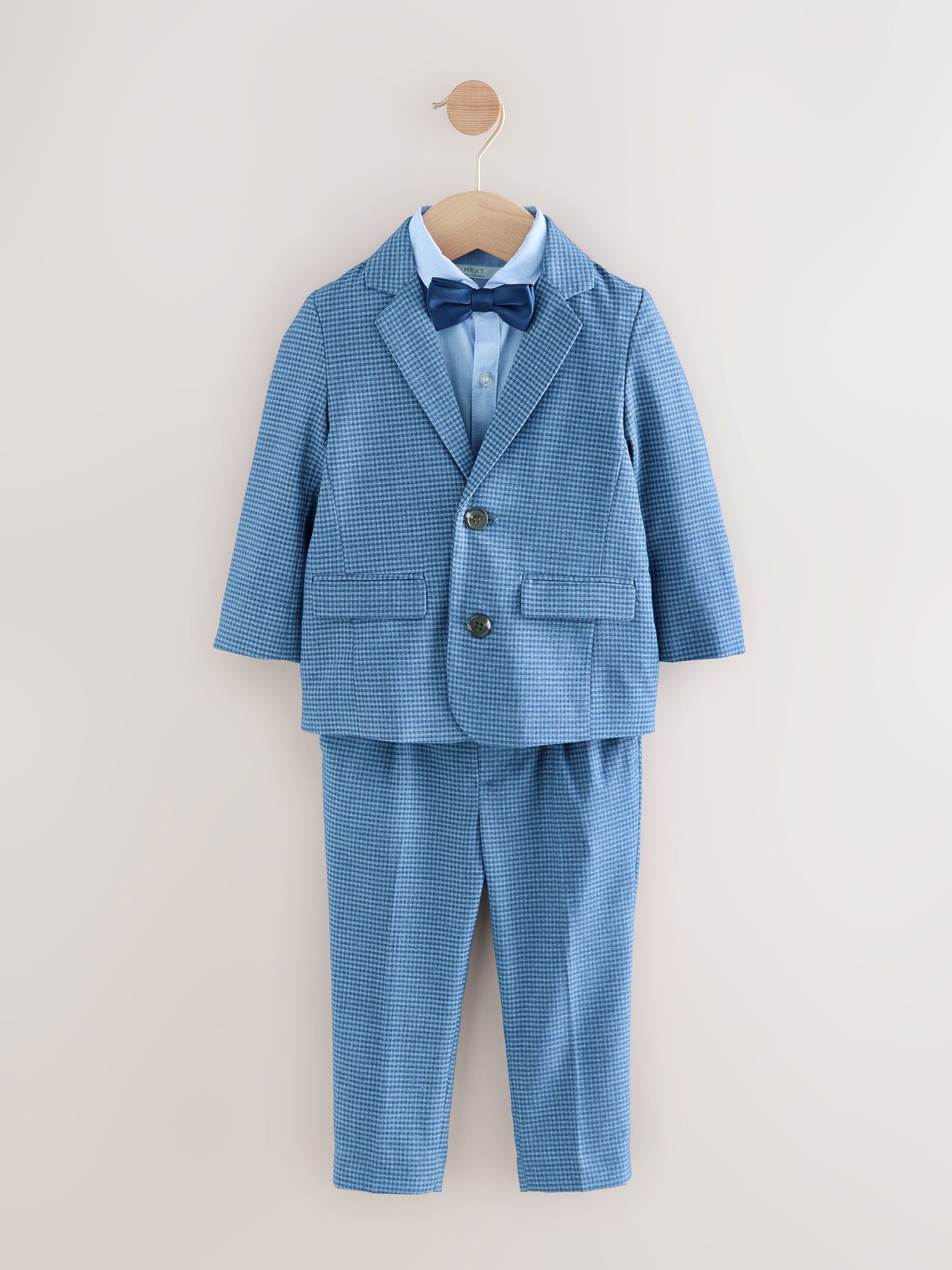 Blue Check Blazer, Shirt, Trousers & Bow Tie Set (3mths-9yrs) image 4