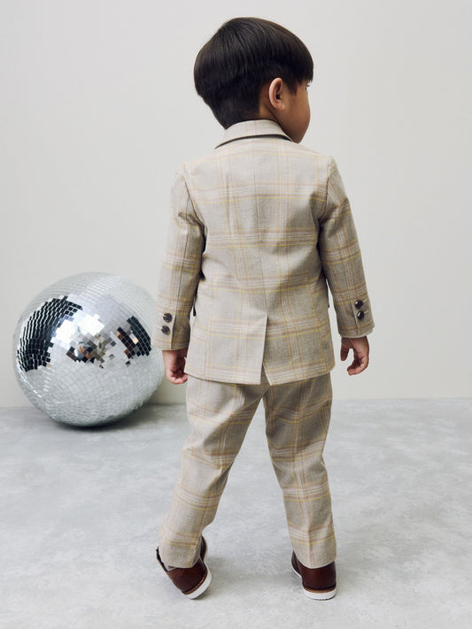 Brown Check Blazer Shirt Trousers and Bow Tie Set (3mths-9yrs) image 3
