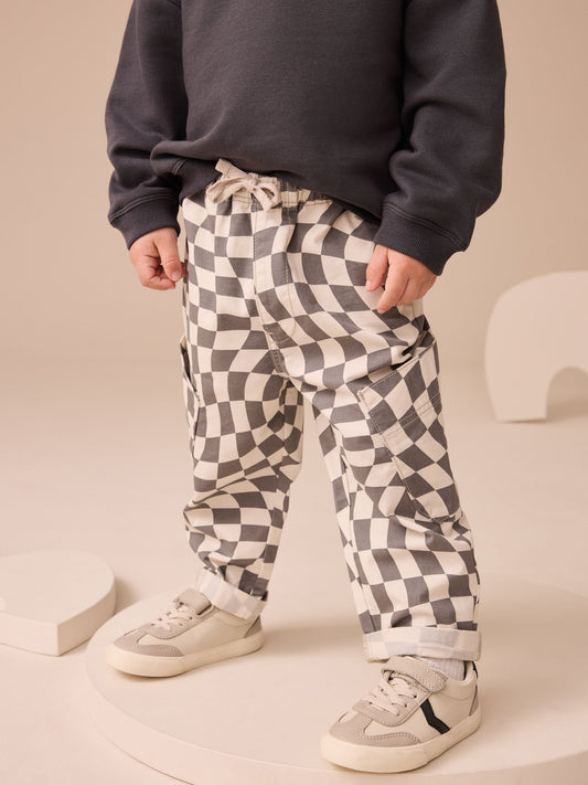 Charcoal Checkerboard Long Sleeve T-Shirt & Trousers Set (3mths-7yrs) image 3