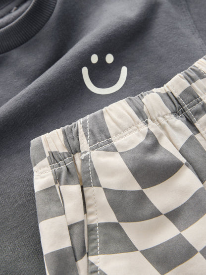 Charcoal Checkerboard Long Sleeve T-Shirt & Trousers Set (3mths-7yrs) image 5