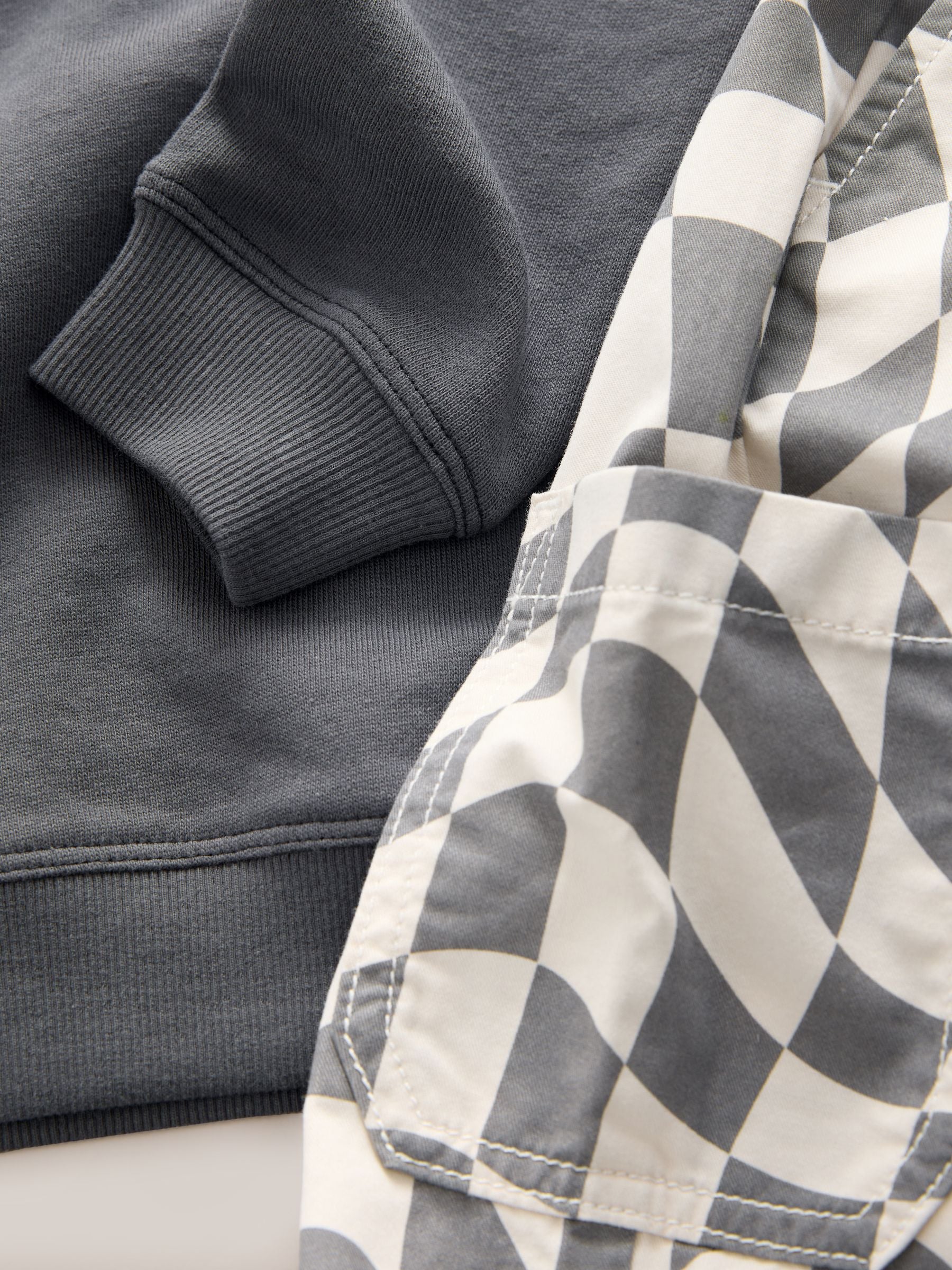 Charcoal Checkerboard Long Sleeve T-Shirt & Trousers Set (3mths-7yrs) image 6