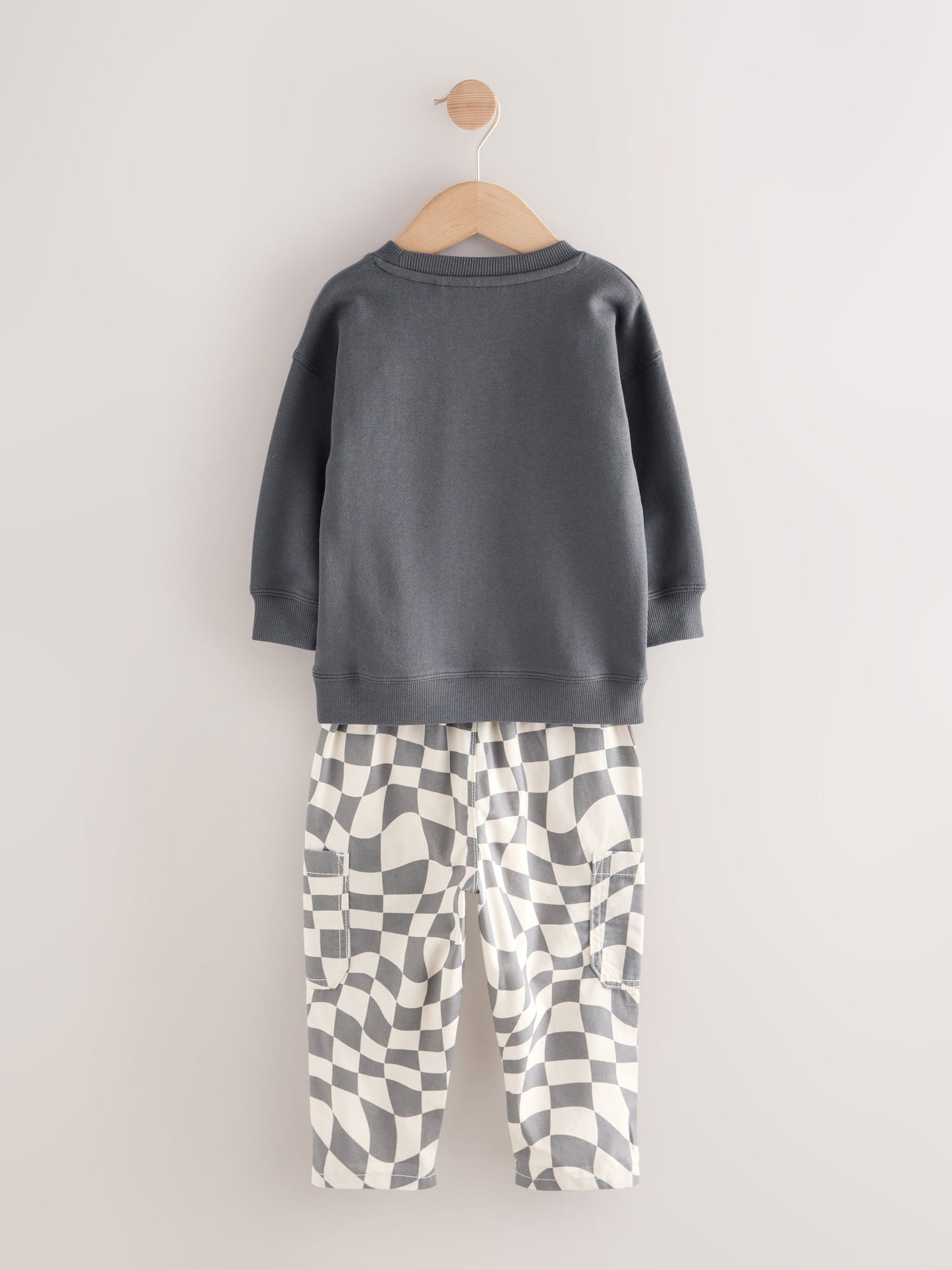Charcoal Checkerboard Long Sleeve T-Shirt & Trousers Set (3mths-7yrs) image 9