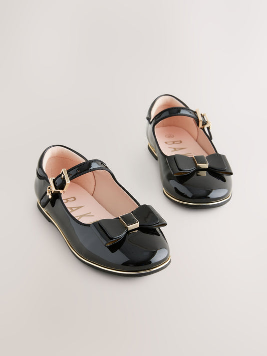 Baker by Ted Baker Girls Back to School Patent Mary Jane Black Shoes with Bow image 1
