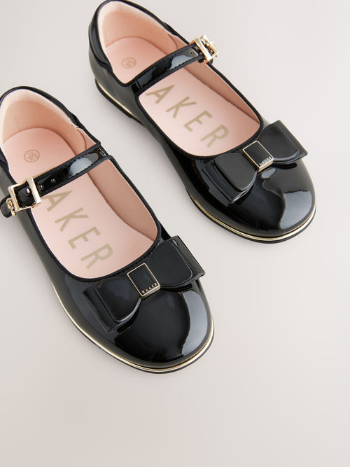 Baker by Ted Baker Girls Back to School Patent Mary Jane Black Shoes with Bow image 1