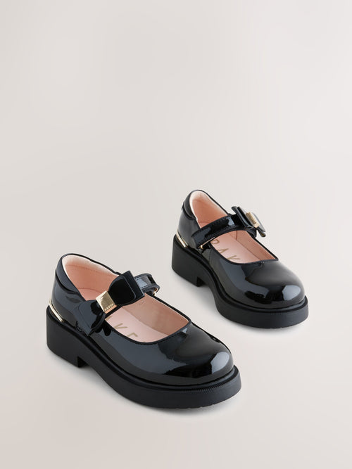 Baker by Ted Baker Girls Back to School Chunky Mary Jane Black Shoes with Bow image 1