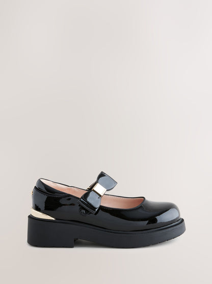 Baker by Ted Baker Girls Back to School Chunky Mary Jane Black Shoes with Bow image 3