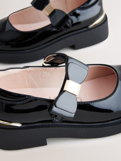 Baker by Ted Baker Girls Back to School Chunky Mary Jane Black Shoes with Bow image 4