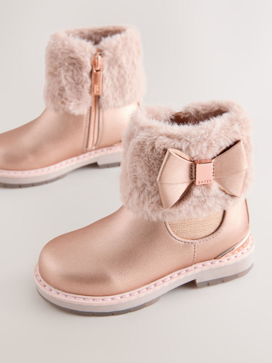 Dsiney Kidz - Baker by Ted Baker Girls Faux Fur Cuff Boots with Bow image 1