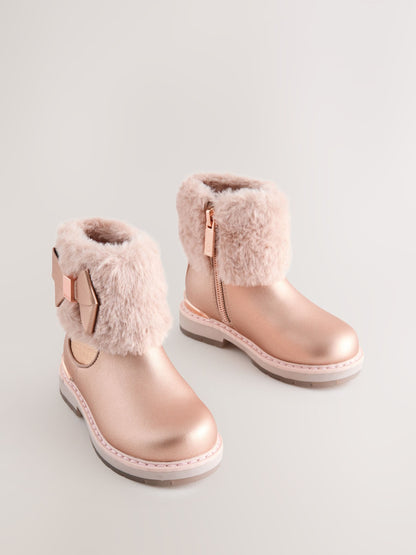 Dsiney Kidz - Baker by Ted Baker Girls Faux Fur Cuff Boots with Bow image 2