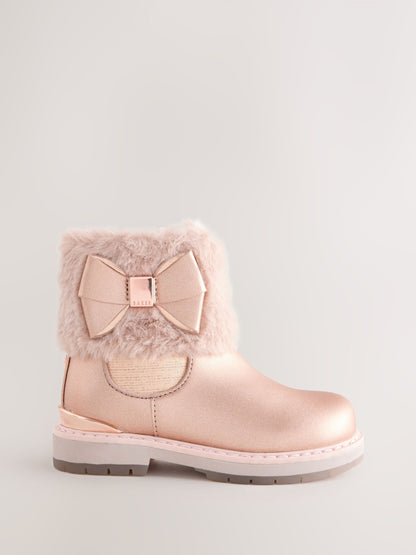 Dsiney Kidz - Baker by Ted Baker Girls Faux Fur Cuff Boots with Bow image 3
