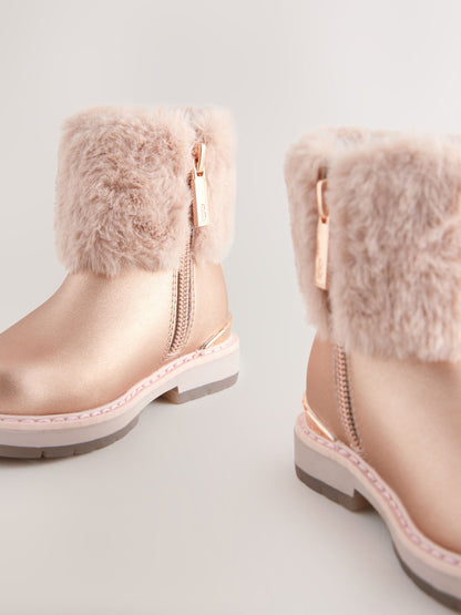 Dsiney Kidz - Baker by Ted Baker Girls Faux Fur Cuff Boots with Bow image 4