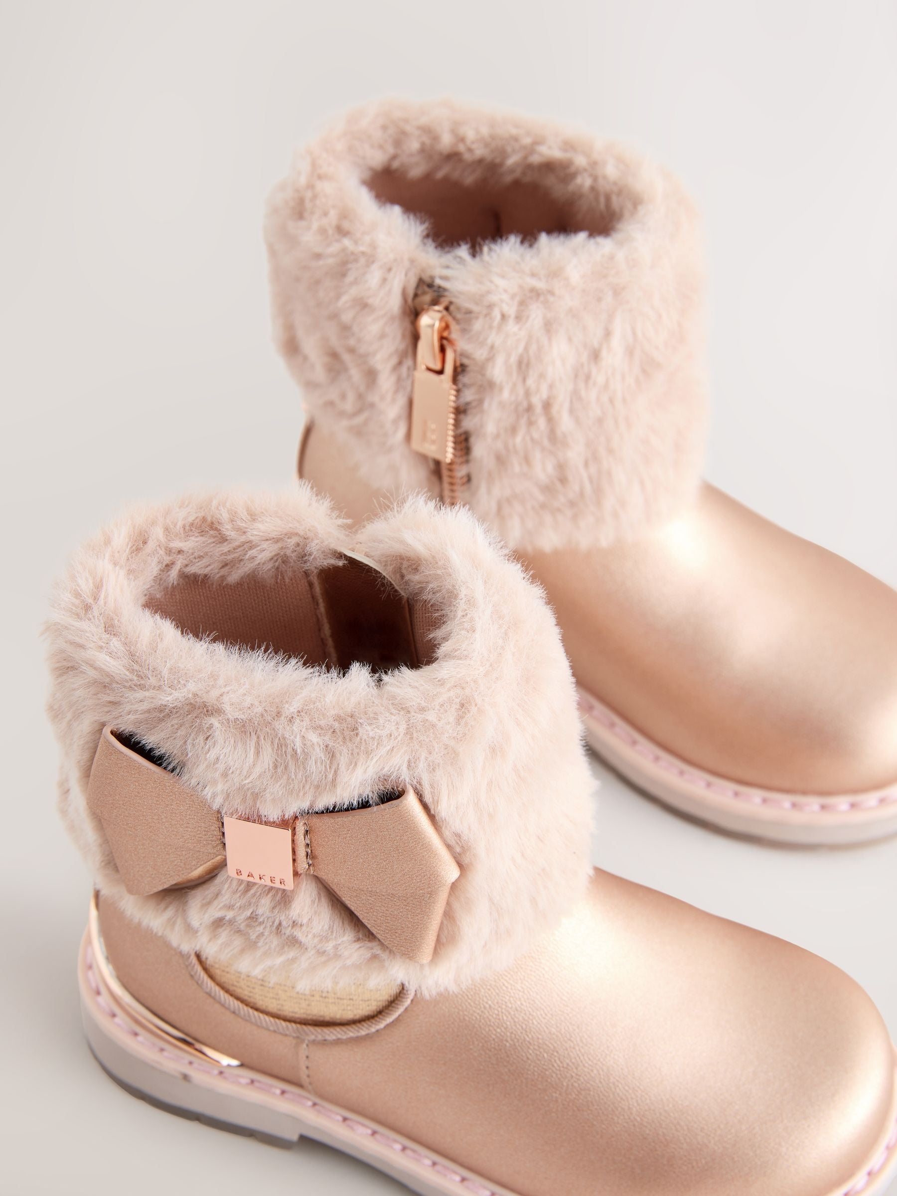 Dsiney Kidz - Baker by Ted Baker Girls Faux Fur Cuff Boots with Bow image 5