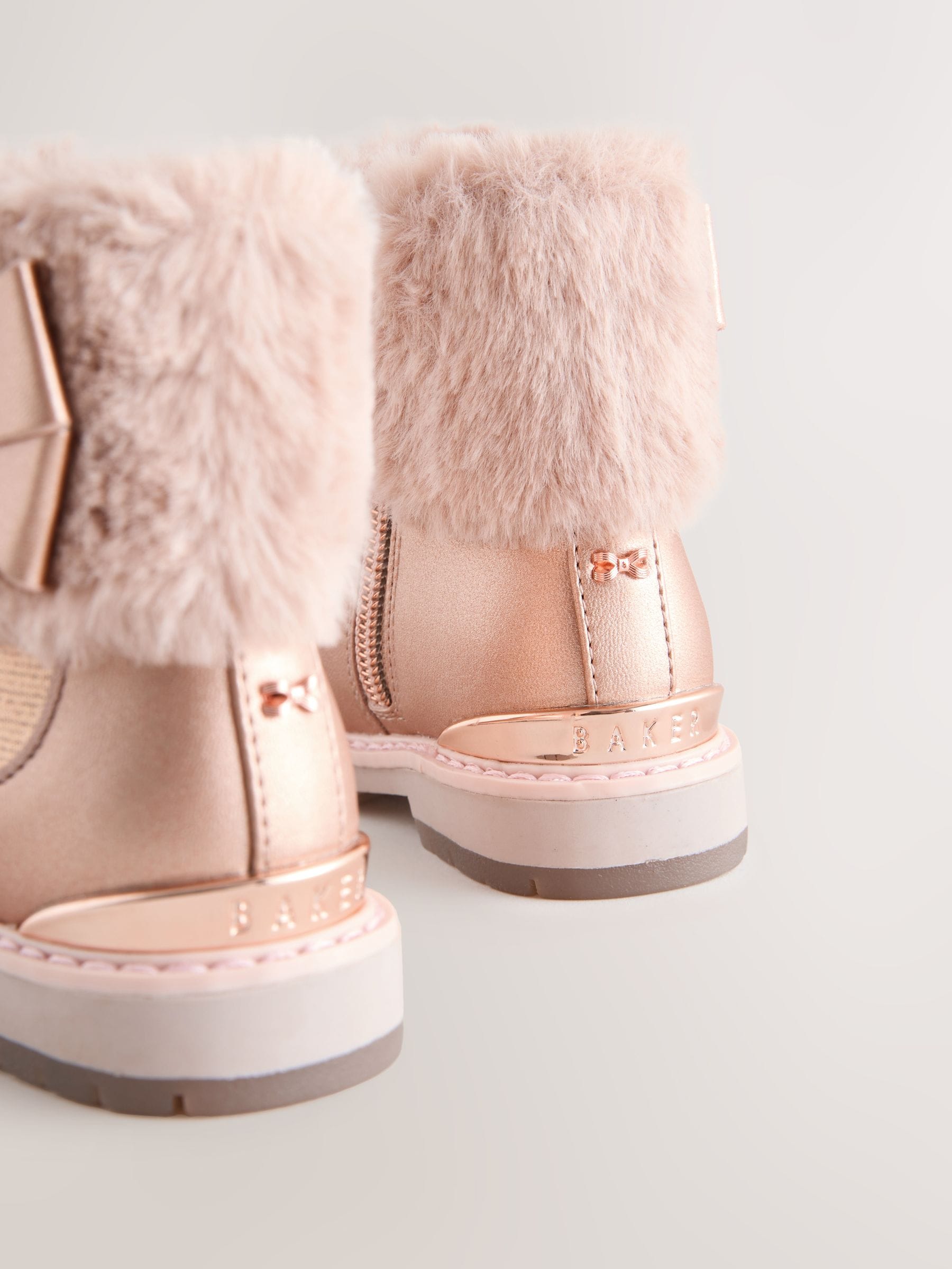 Dsiney Kidz - Baker by Ted Baker Girls Faux Fur Cuff Boots with Bow image 6