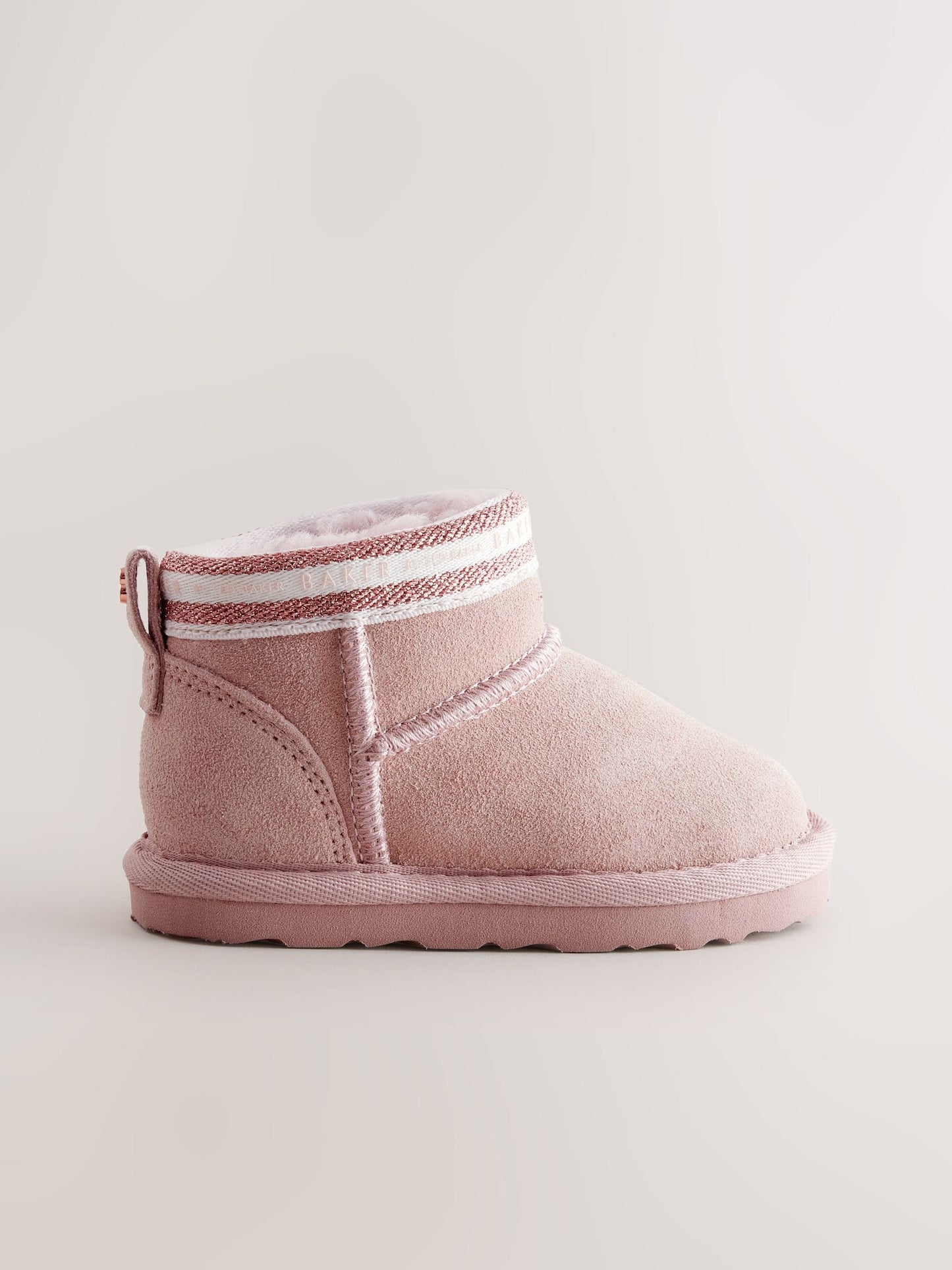 Baker by Ted Baker Girls Water Repellent Cosy Suede Branded Tape Boots image 3