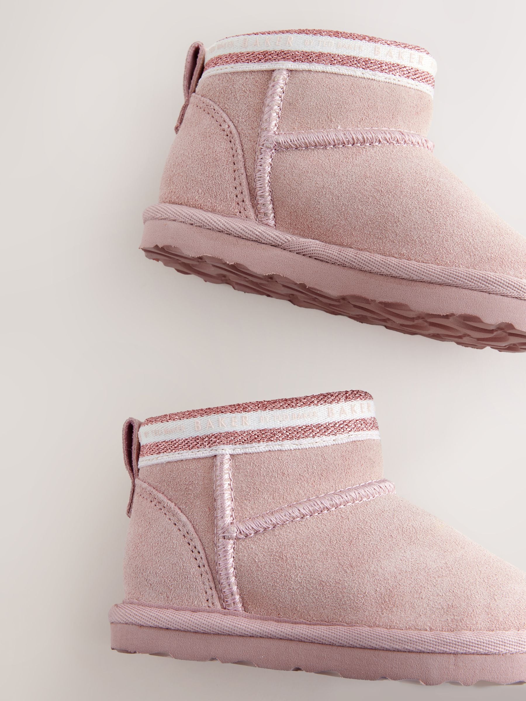 Baker by Ted Baker Girls Water Repellent Cosy Suede Branded Tape Boots image 4