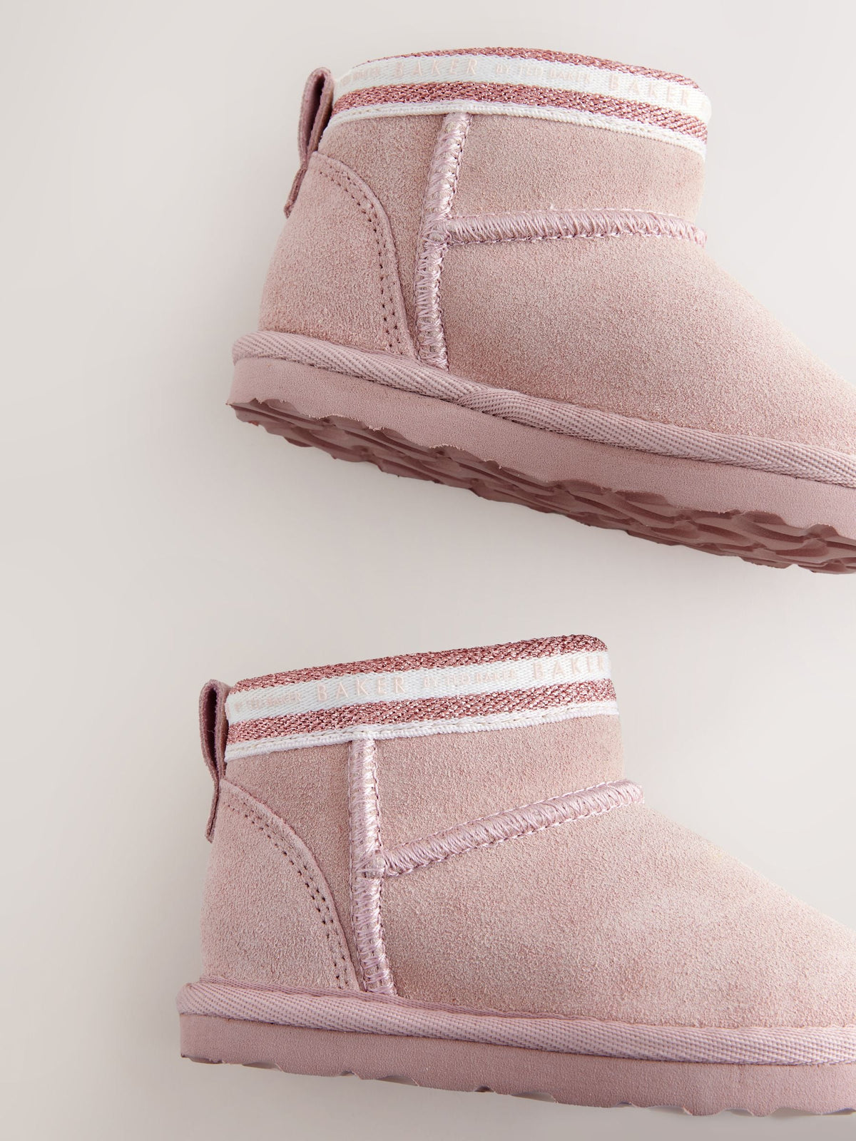 Baker by Ted Baker Girls Water Repellent Cosy Suede Branded Tape Boots image 4