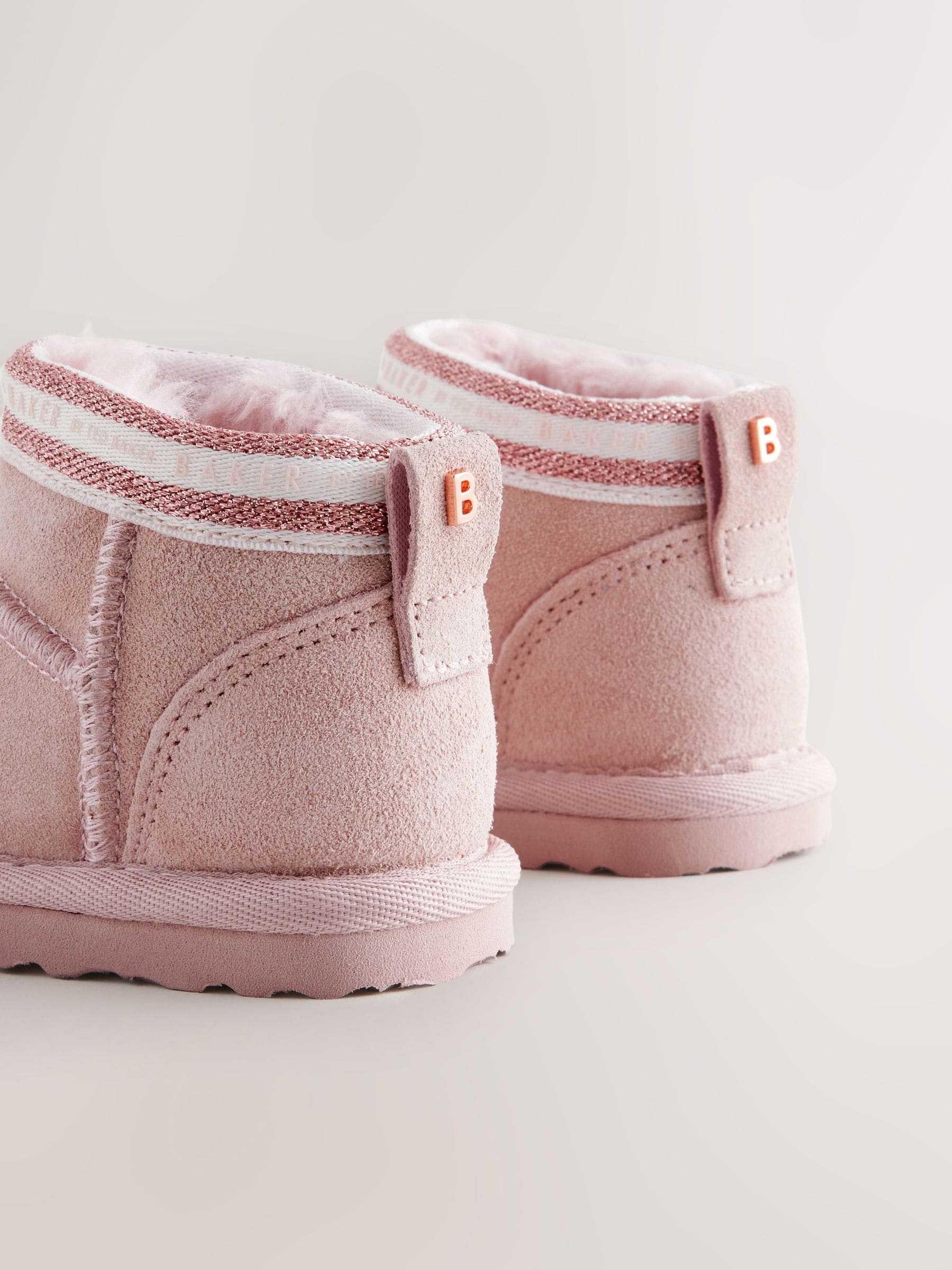 Baker by Ted Baker Girls Water Repellent Cosy Suede Branded Tape Boots image 5