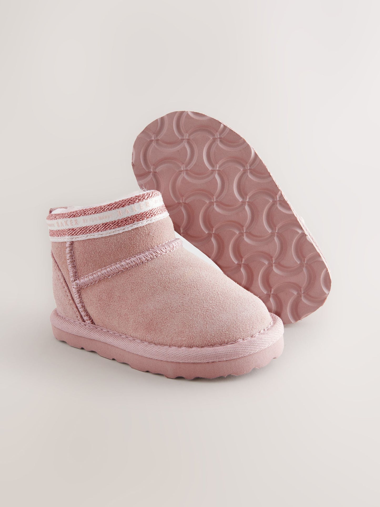 Baker by Ted Baker Girls Water Repellent Cosy Suede Branded Tape Boots image 6