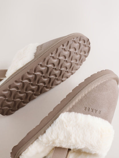 Baker by Ted Baker Girls Suede Faux Fur Mule Slippers with Bow image 4