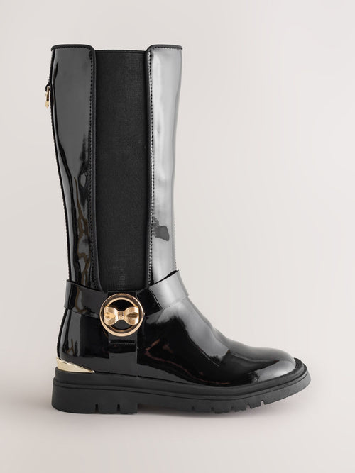 Baker by Ted Baker Girls Tall Knee High Boots with Bow Charm image 1