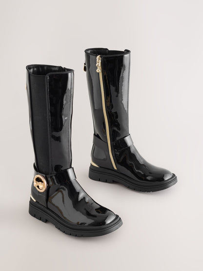 Baker by Ted Baker Girls Tall Knee High Boots with Bow Charm image 2