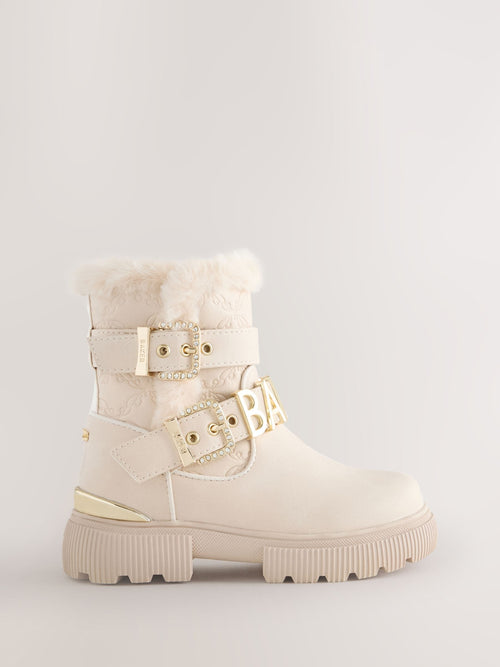 Baker by Ted Baker Girls Buckled Faux Fur Trim Chunky Boots image 1