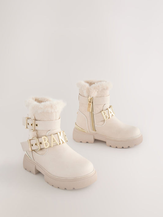 Baker by Ted Baker Girls Buckled Faux Fur Trim Chunky Boots image 2
