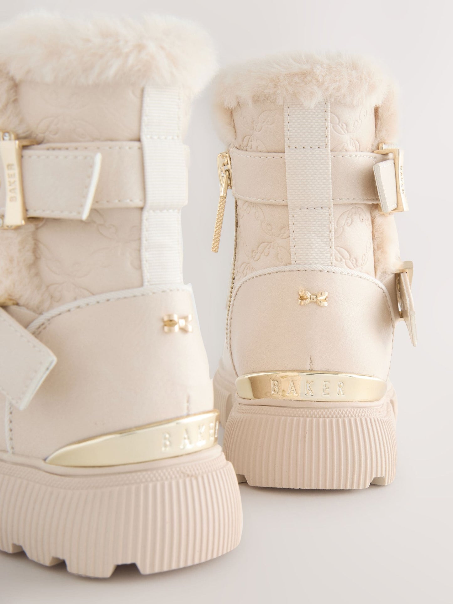 Baker by Ted Baker Girls Buckled Faux Fur Trim Chunky Boots image 4
