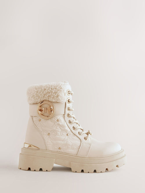 Baker by Ted Baker Girls Embossed Lace-Up Chunky Boots image 1