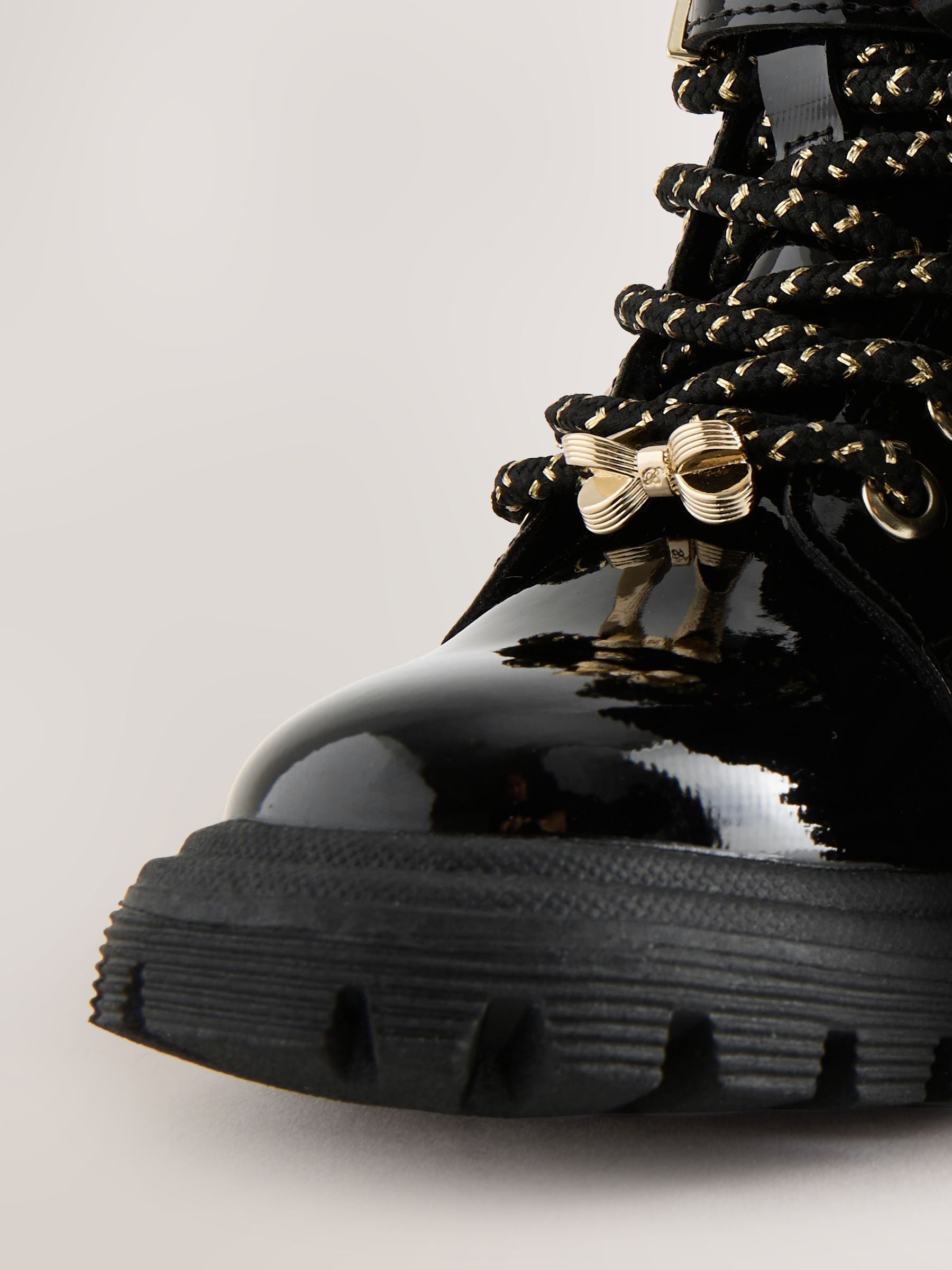 Baker by Ted Baker Girls Embossed Lace Up Chunky Black Boots image 5