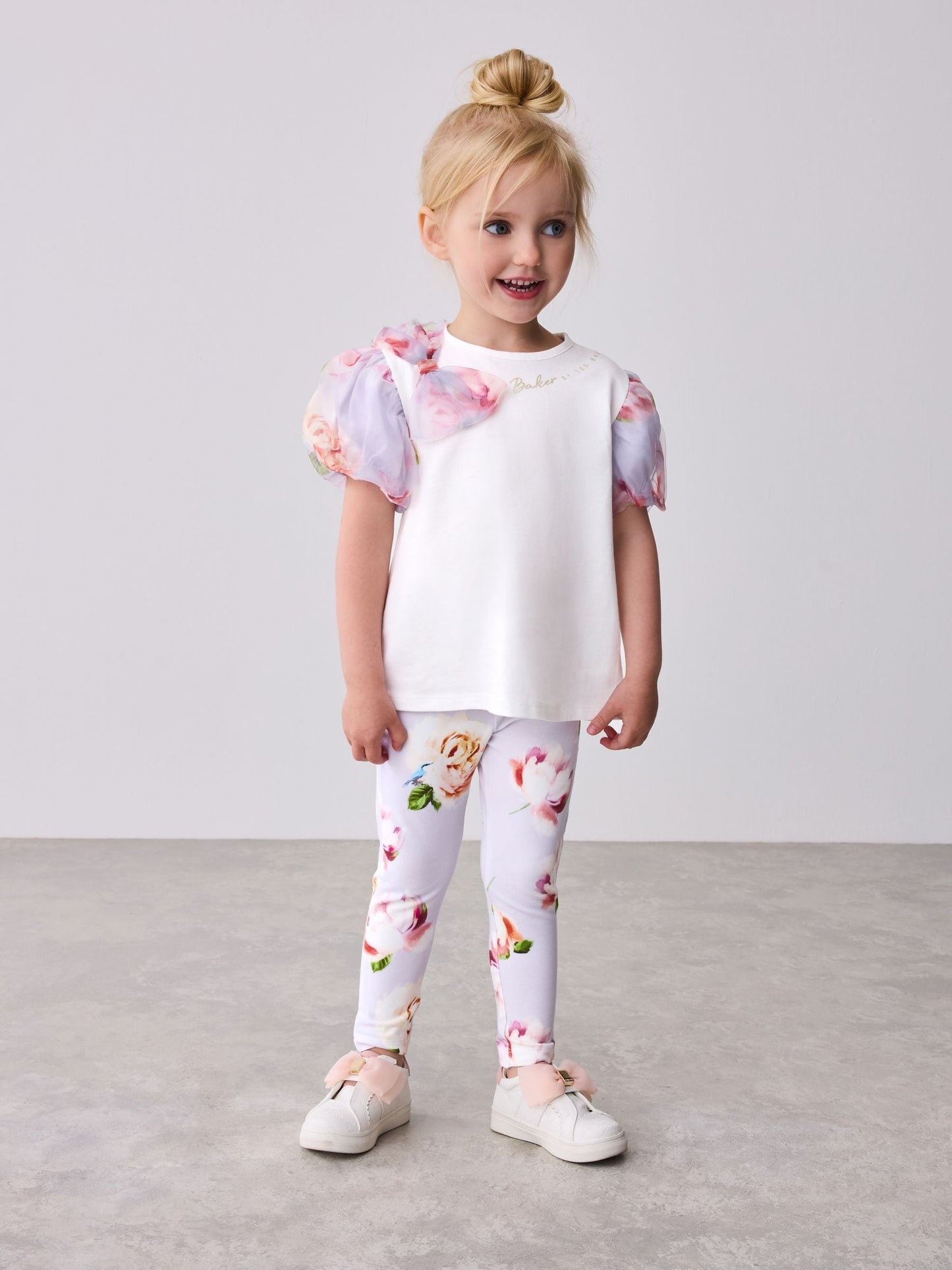 Baker by Ted Baker Organza Sleeve Bow Detail Top & Legging 2 Piece Set image 1