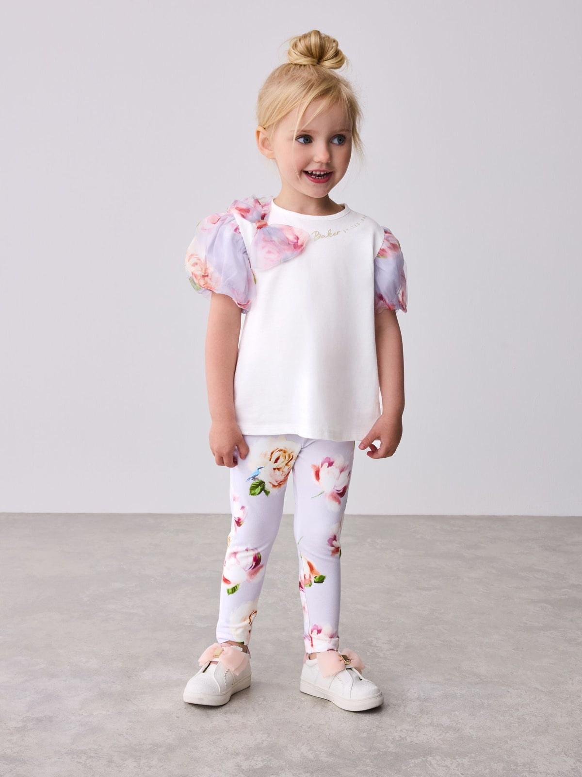 Baker by Ted Baker Organza Sleeve Bow Detail Top & Legging 2 Piece Set image 1