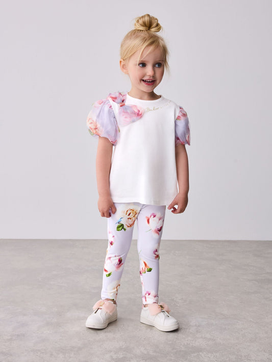 Baker by Ted Baker Organza Sleeve Bow Detail Top & Legging 2 Piece Set image 1