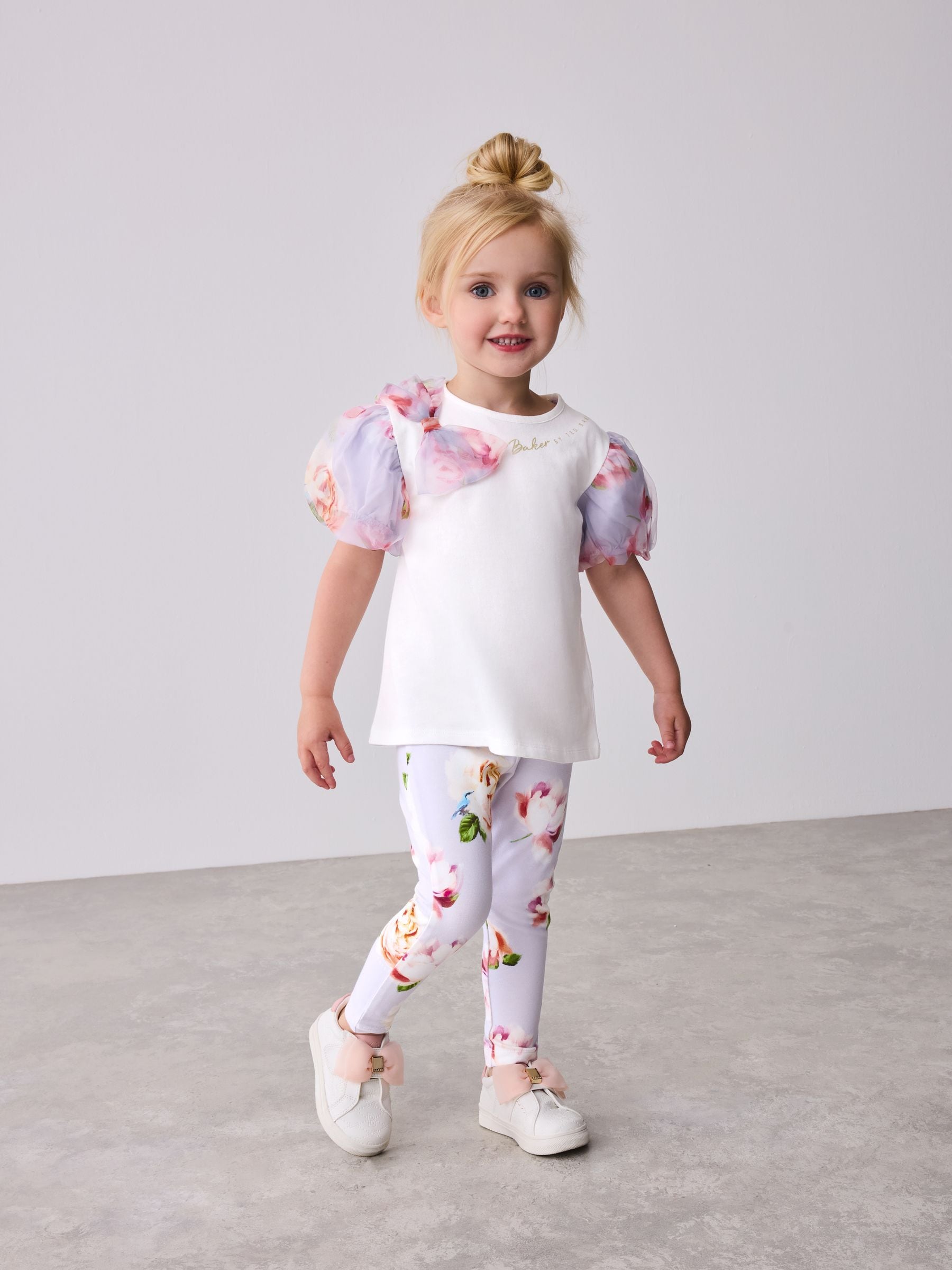 Baker by Ted Baker Organza Sleeve Bow Detail Top & Legging 2 Piece Set image 2