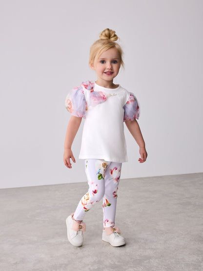 Baker by Ted Baker Organza Sleeve Bow Detail Top & Legging 2 Piece Set image 2
