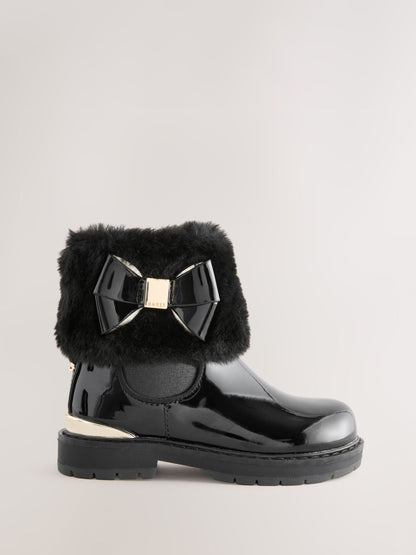 Baker by Ted Baker Girls Faux Fur Cuff Boots with Bow image 1