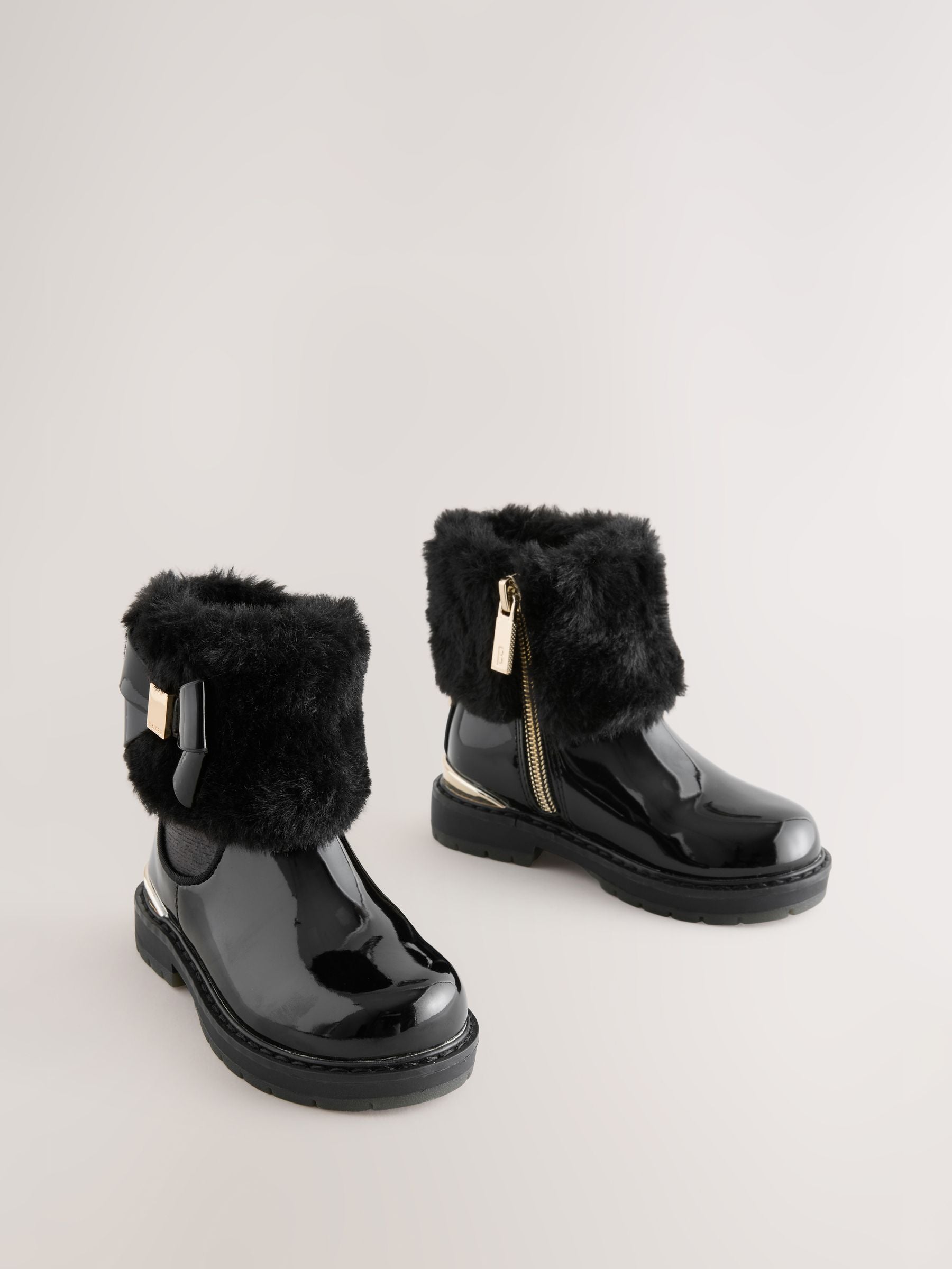 Baker by Ted Baker Girls Faux Fur Cuff Boots with Bow image 2