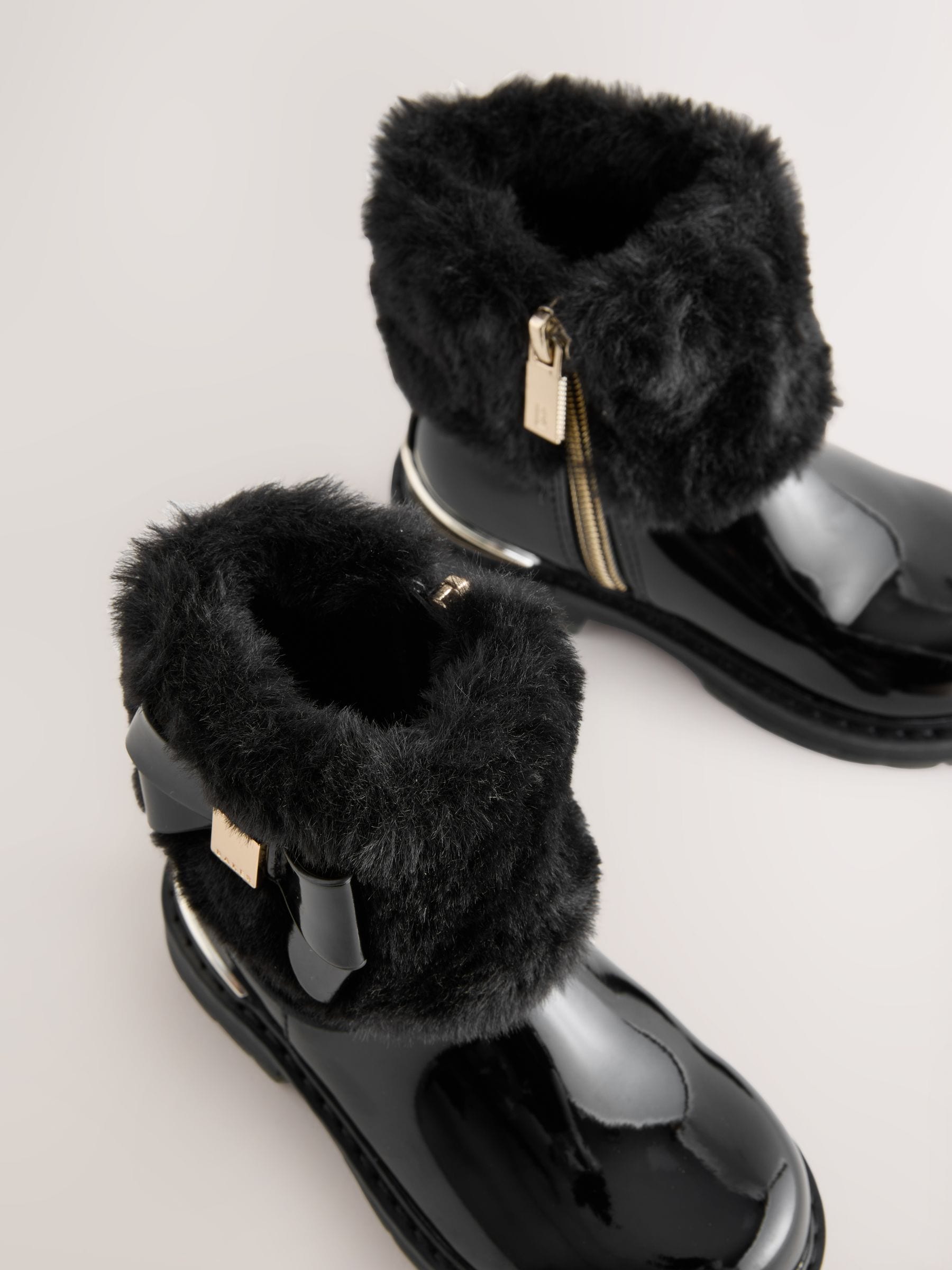 Baker by Ted Baker Girls Faux Fur Cuff Boots with Bow image 5