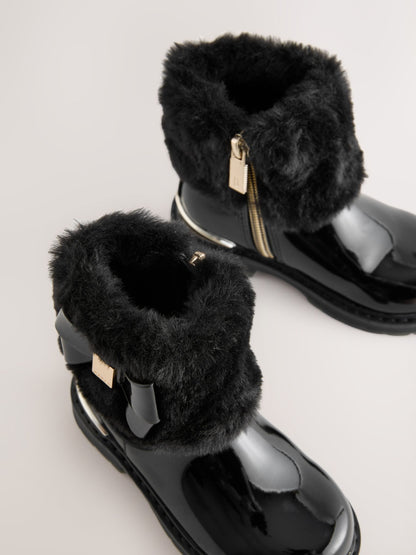 Baker by Ted Baker Girls Faux Fur Cuff Boots with Bow image 5