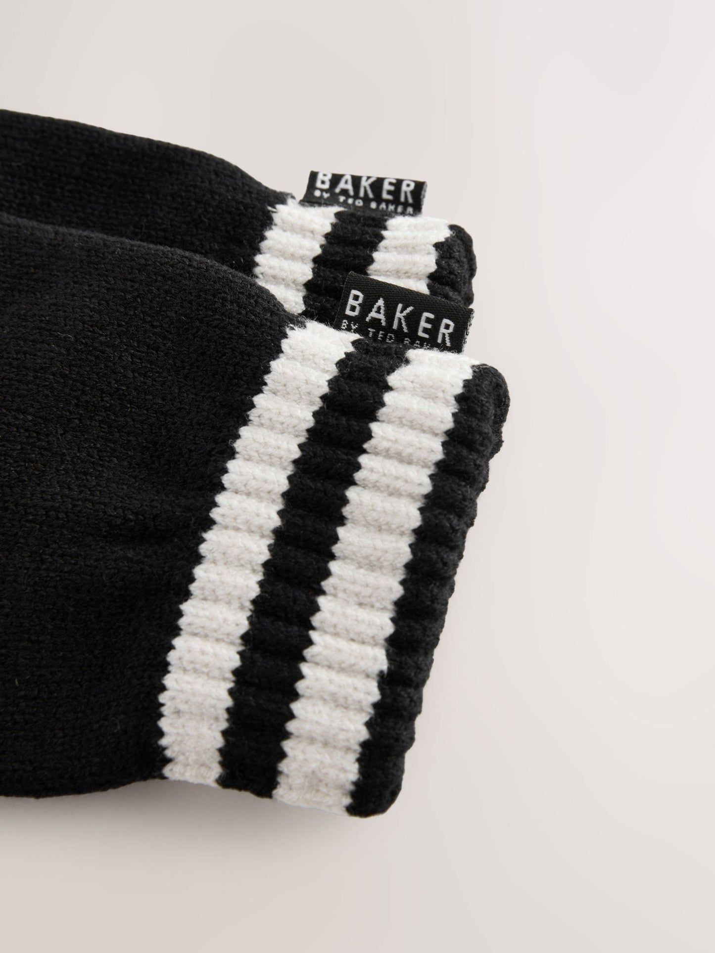 Baker by Ted Baker Boys Varsity Logo Pom Black Beanie and Gloves Set image 3